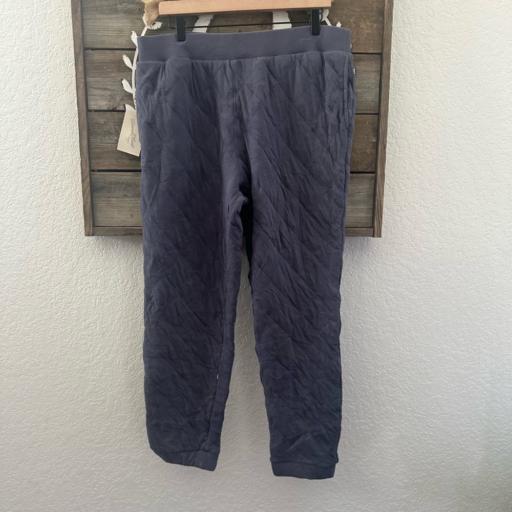 Target Universal thread blue gray quilted jogger sweatpants cotton ladies L NWT